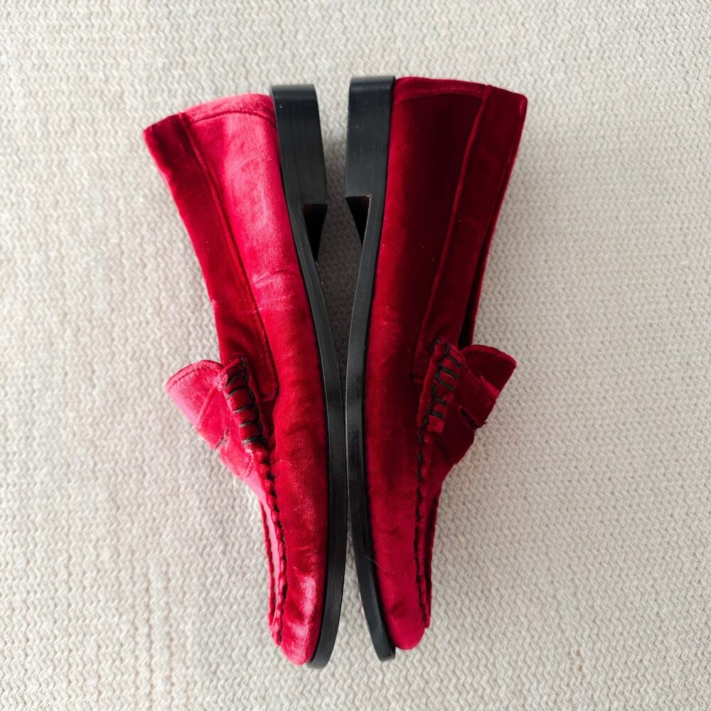 G.H. Bass Red Velvet Whitney Weejuns Loafer 8.5 Old Money Quiet Luxury Slide On - Picture 6 of 12